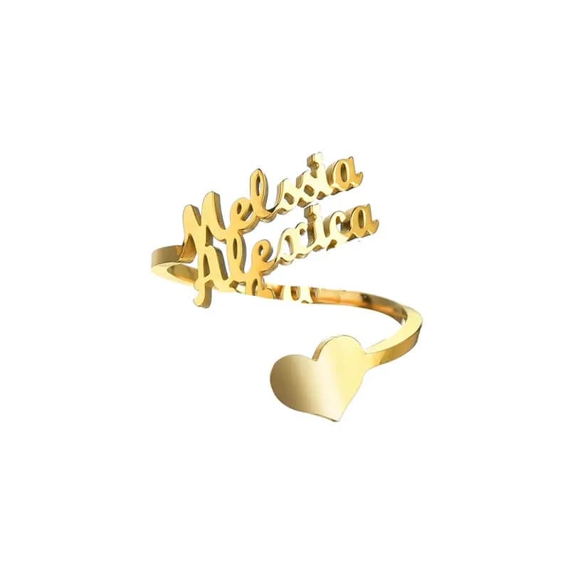Bague 1, 2 ou 3 prénoms avec cœur