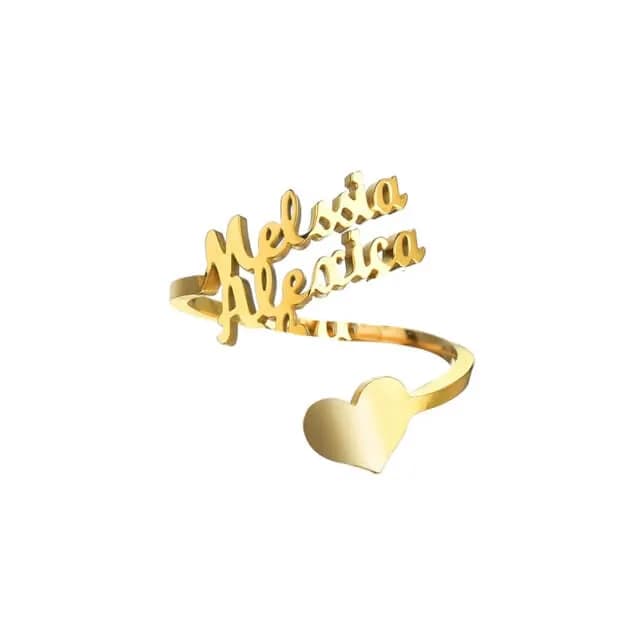 Bague 1, 2 ou 3 prénoms avec cœur