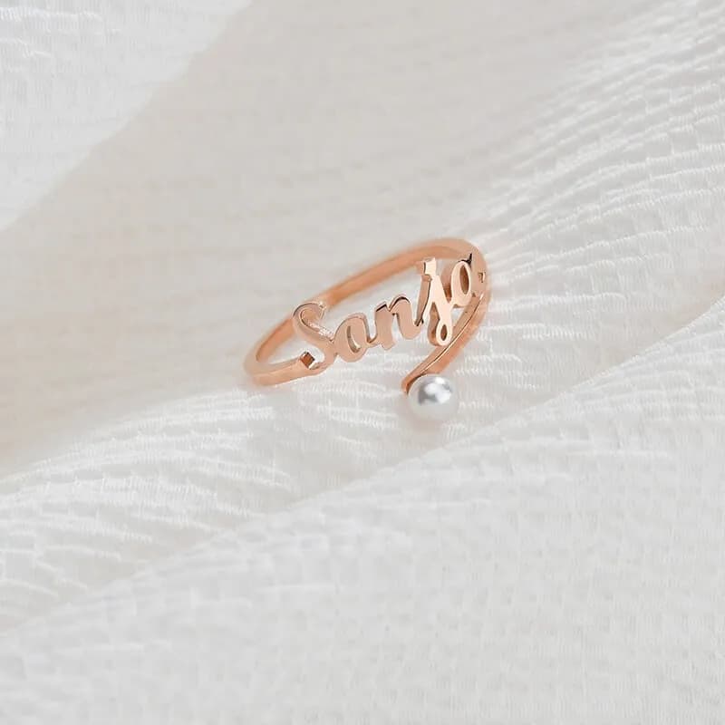 Bague prénom perle