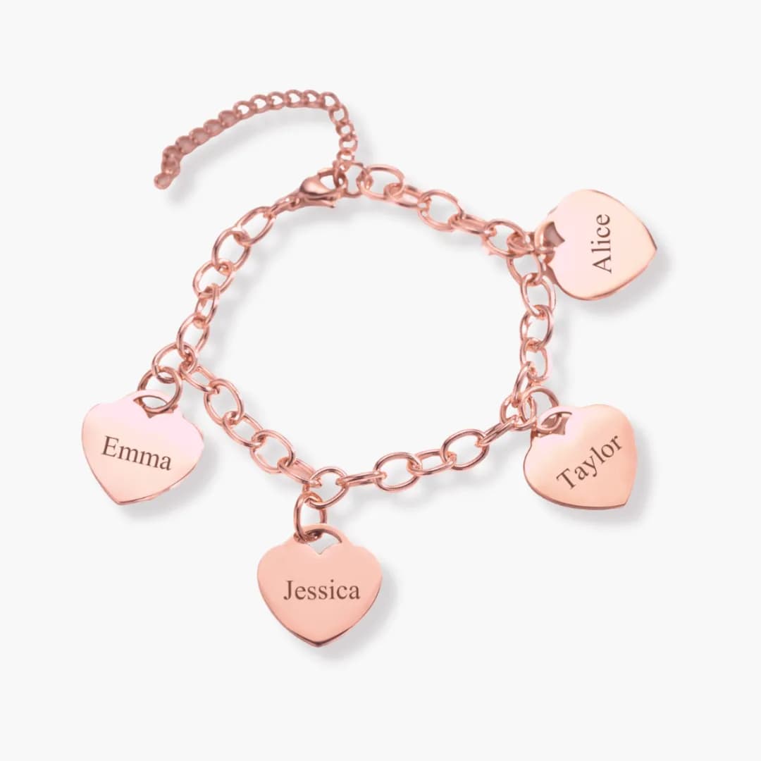 Bracelet Médaillon Coeur – 1 à 4 prénoms