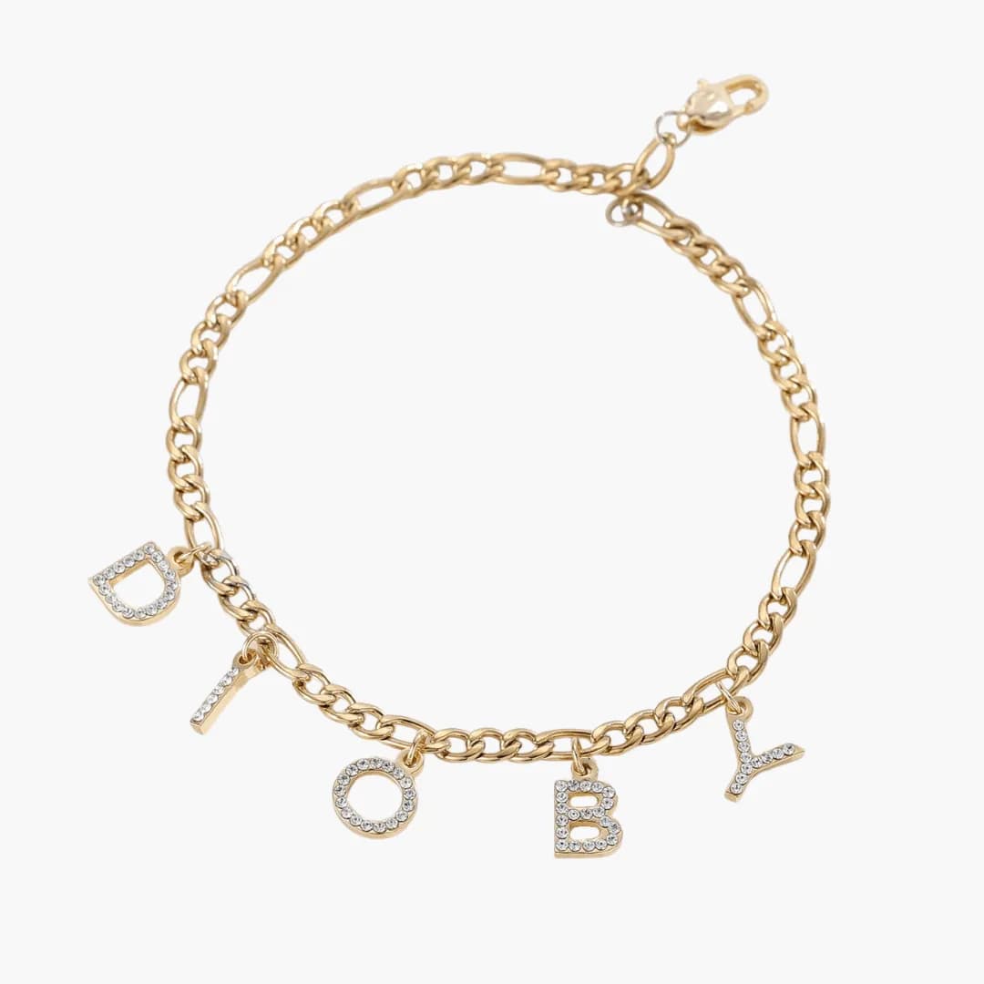 Chaine de Cheville Initiale Strass – 1 à 8 lettres