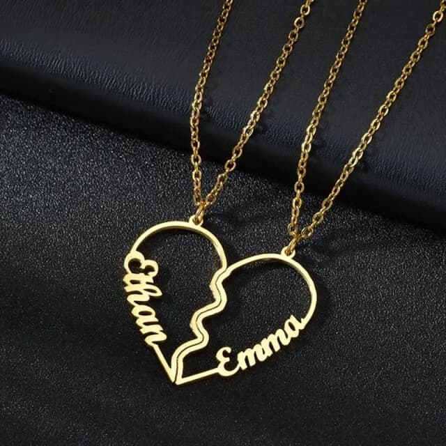 Collier cœur séparable couple