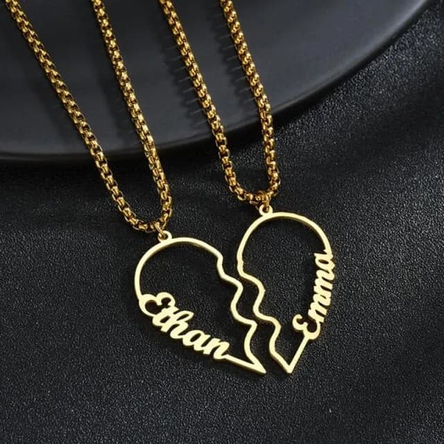 Collier cœur séparable couple