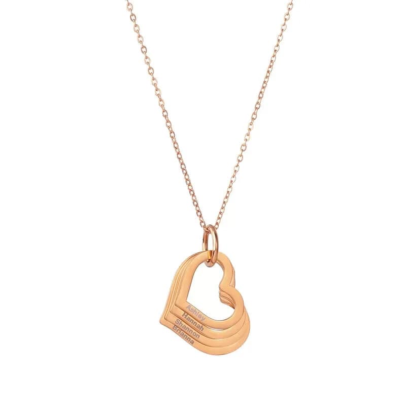 Collier multi-cœurs prénom