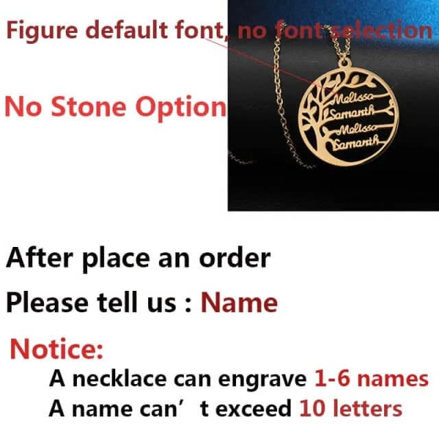 Collier personnalisé arbre de vie avec nom