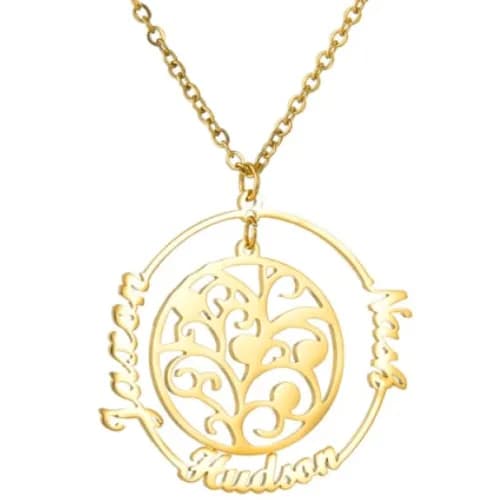 Collier personnalisé arbre de vie avec prénom en cercles (1 à 3)