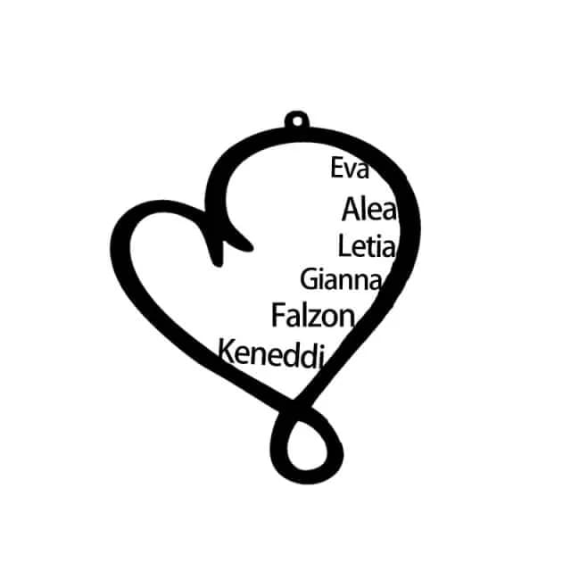 Collier personnalisé avec plusieurs prénoms en forme de cœur (1 à 6 prénoms)