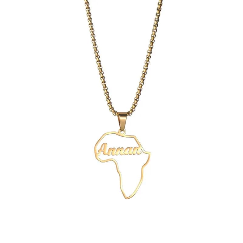 Collier prénom avec carte de l’Afrique