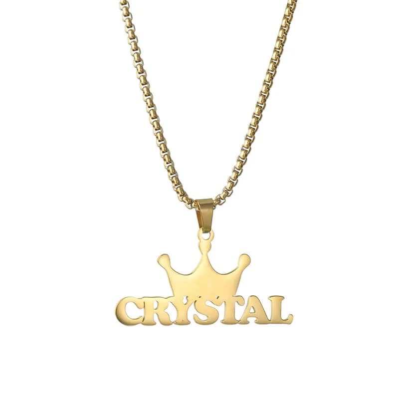Collier prénom avec grosse couronne pour homme et femme