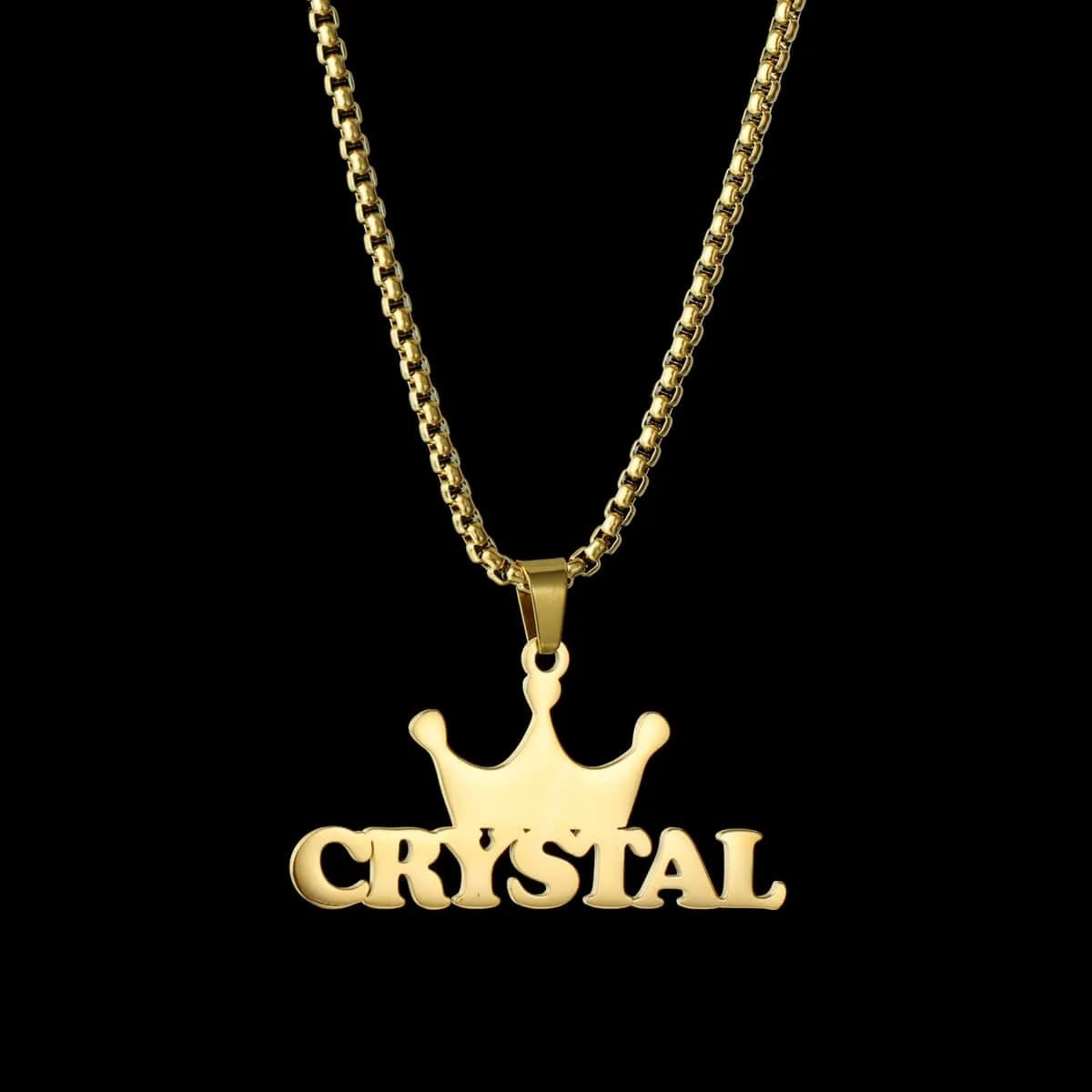 Collier prénom avec grosse couronne pour homme et femme