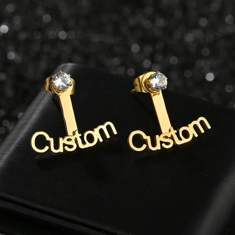 Boucles d’oreilles prénom avec perle ou zircon - vue 2