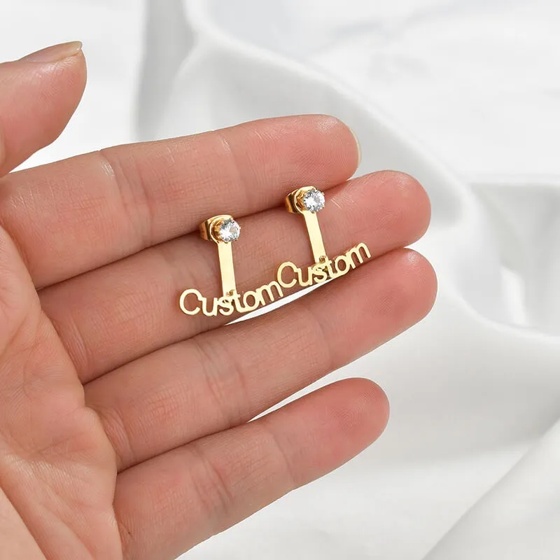 Boucles d’oreilles prénom avec perle ou zircon - vue 4