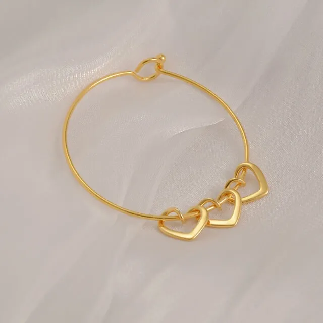 Bracelet 1 2 ou 3 cœurs avec prénom - vue 2