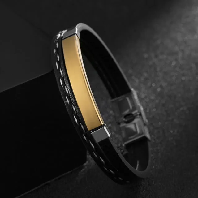 Bracelet homme personnalisé en cuir (gravure blanche ou noire) - vue 8
