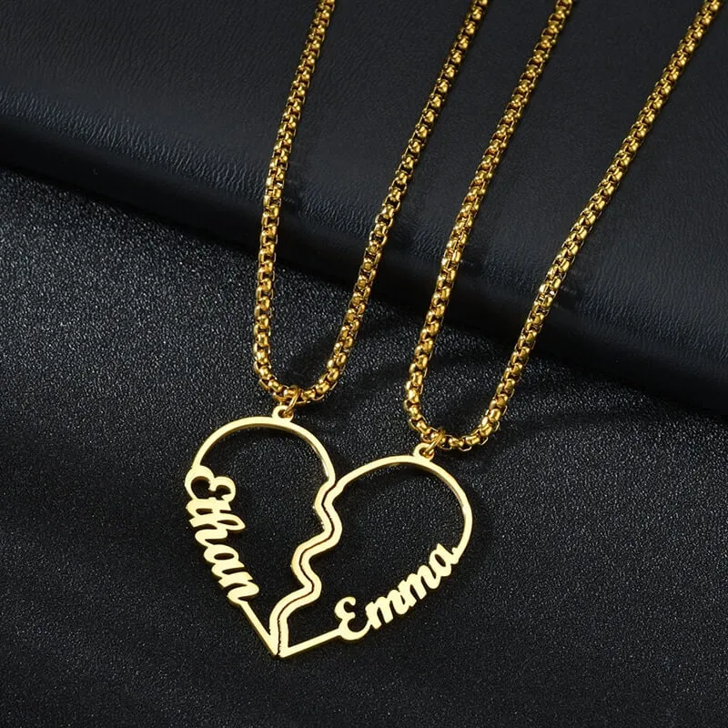 Collier cœur séparable couple