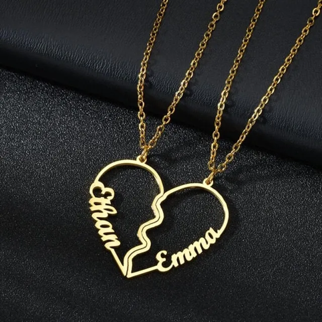 Collier cœur séparable couple - vue 4