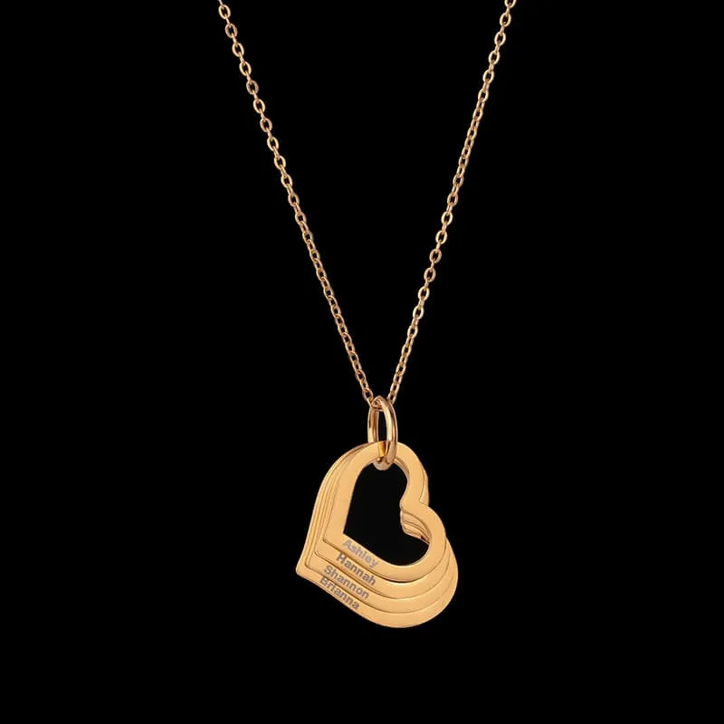 Collier multi-cœurs prénom
