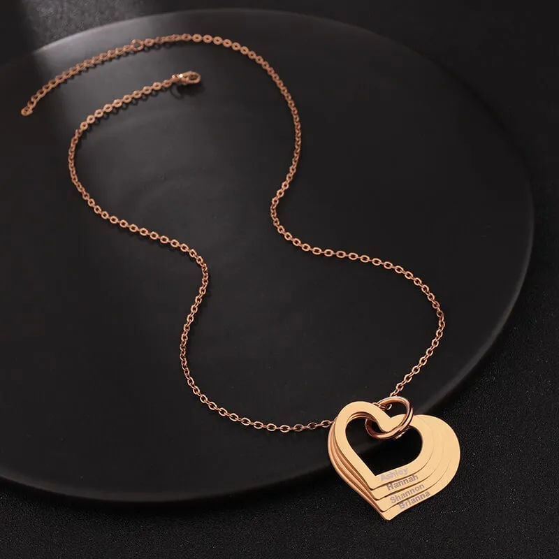 Collier multi-cœurs prénom - vue 2