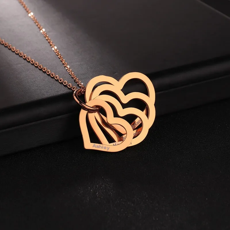 Collier multi-cœurs prénom - vue 3