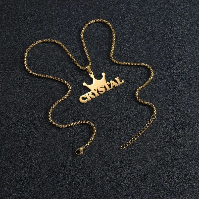 Collier prénom avec grosse couronne pour homme et femme - vue 2