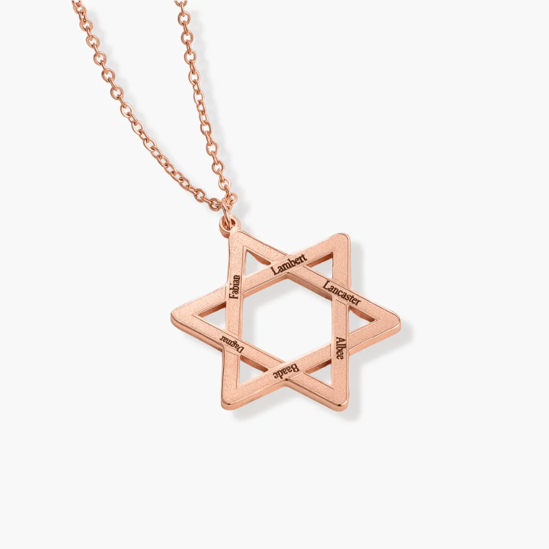 Pendentif Etoile de David Personnalisé – 1 à 6 prénoms