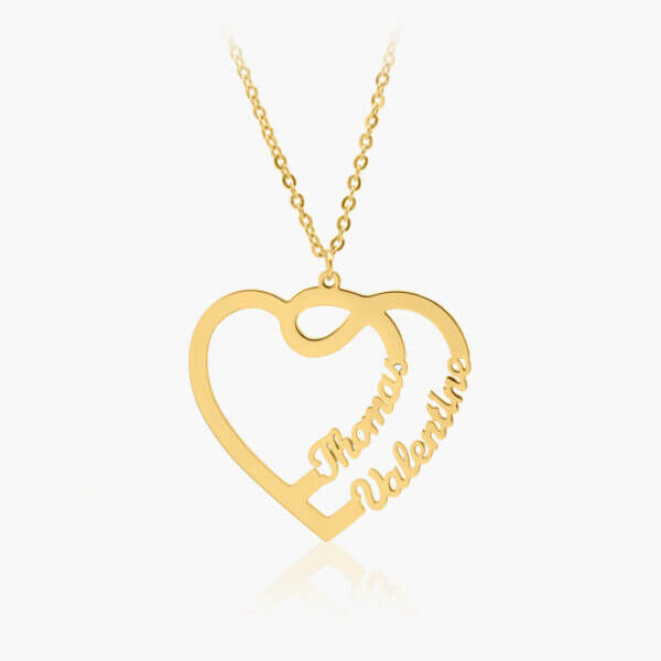 Collier Double Coeur Double Prénom