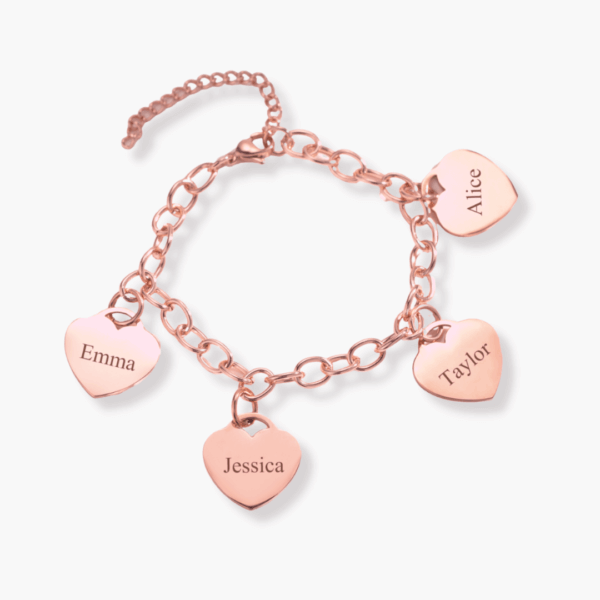 Bracelet Médaillon Coeur - 1 à 4 prénoms