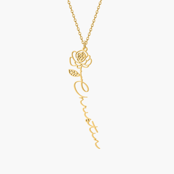 Collier Prénom Vertical Rose